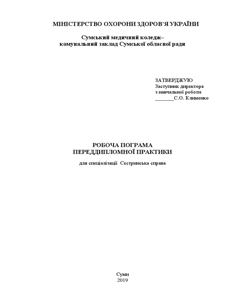 Robocha Programa PP Sestrinska Sprava PDF | PDF