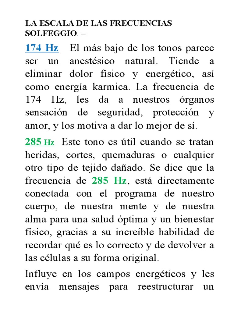 La Escala de Las Frecuencias Solfeggio | PDF | Frecuencia | Sonido