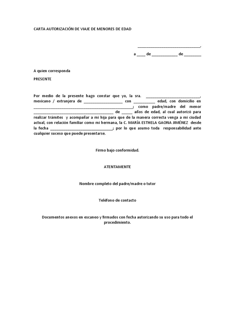Permiso de Viaje Menores de Edad | PDF