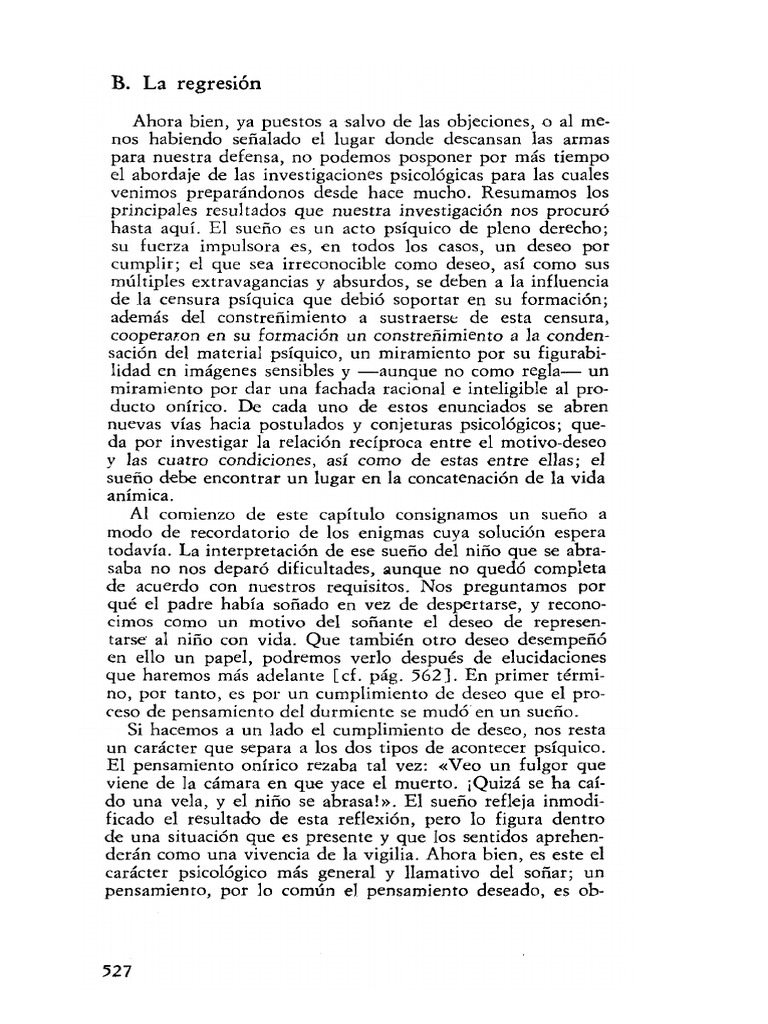 La Interpretación de Los Sueños - Tomo V - apartadoVII - B Regresión ...