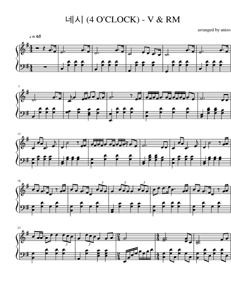 4 Oclock BTS V RM PDF