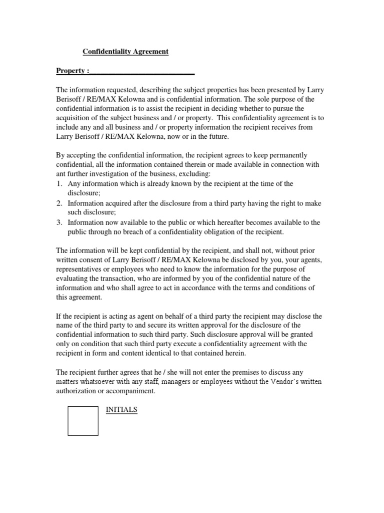Confidentiality for Property Buyers | PDF | Non Disclosure Agreement ...