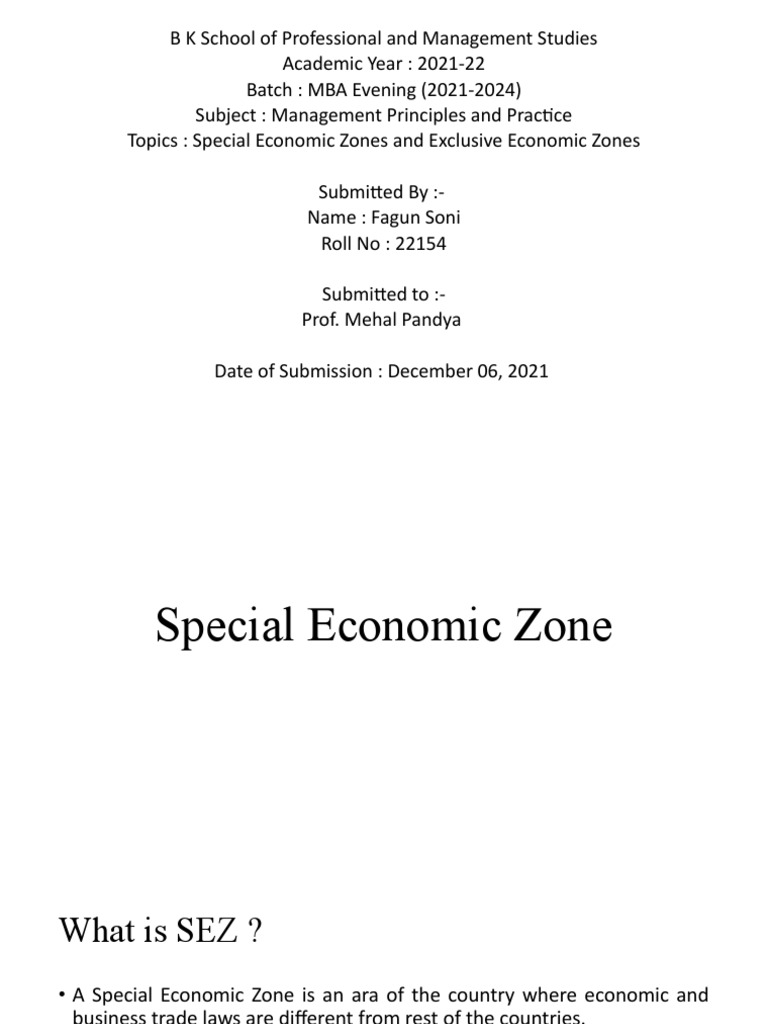 Special Economic Zone PDF Economies
