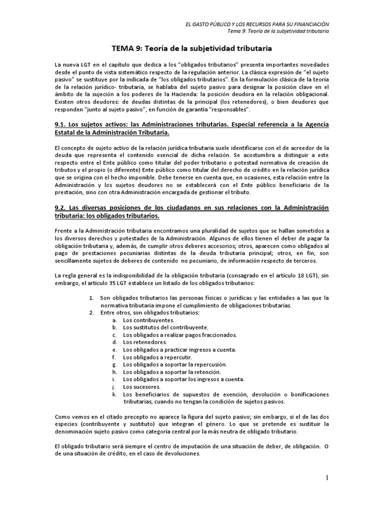 Obligados Tributarios en la LGT | PDF | Pagos | Sociedad de ...