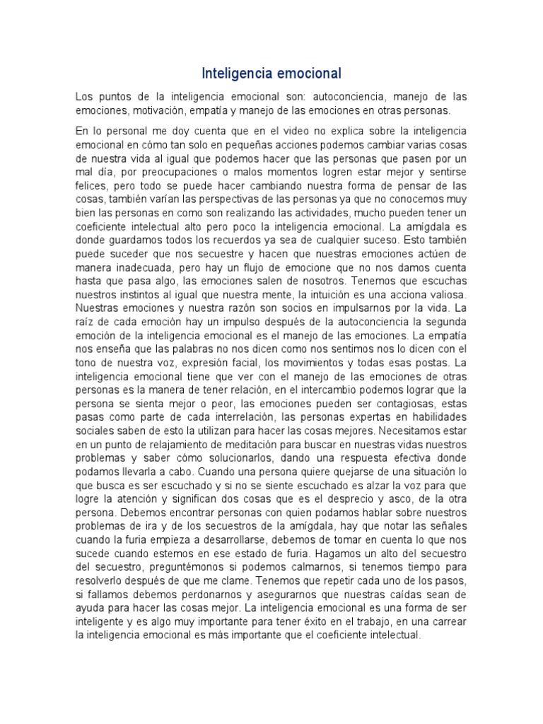 Claves de la Inteligencia Emocional | PDF | Las emociones ...