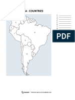 South America Countries Numbered Blank