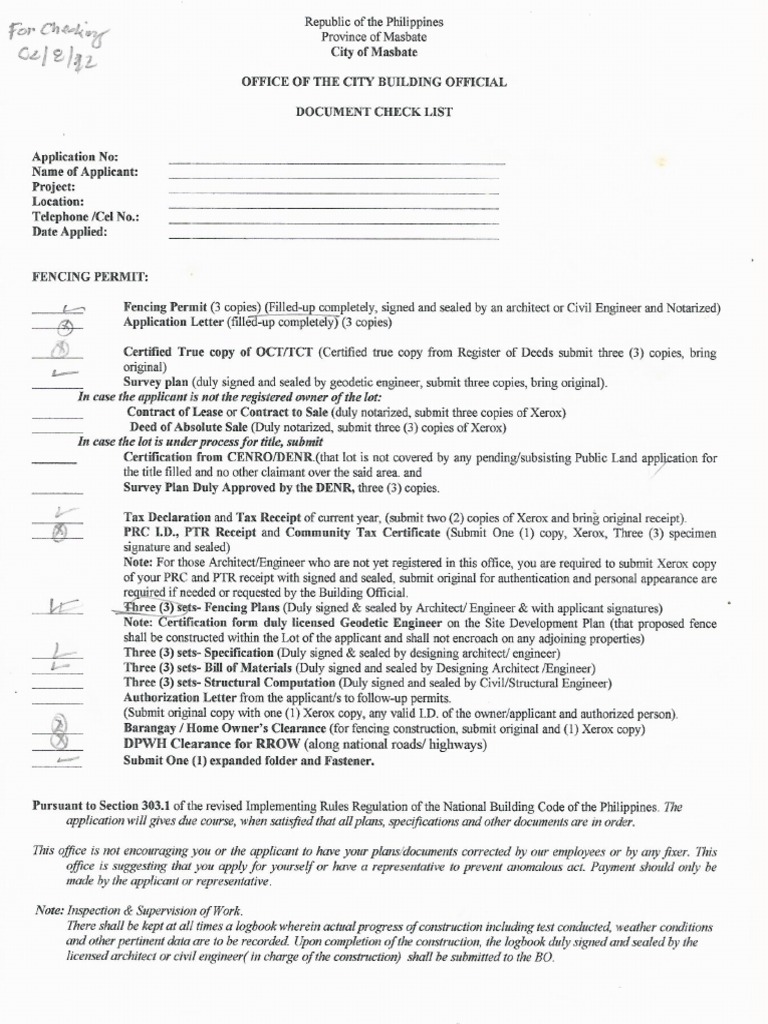 Fencing Permit Checklist PDF | PDF