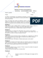 16° Olimpiada Nacional de Matemática OMAPA - Ronda Regional - 2004 - Nivel 2