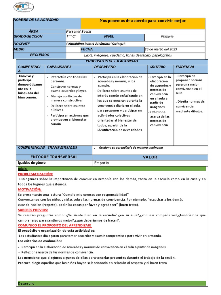 Normas de Convivencia en el Aula | PDF | Evaluación | Salón de clases