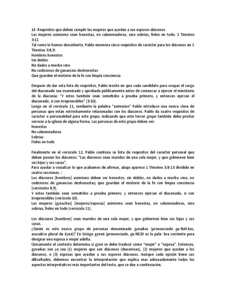 Requisitos para las esposas de los di conos seg n 1 timoteo 3 11 pdf