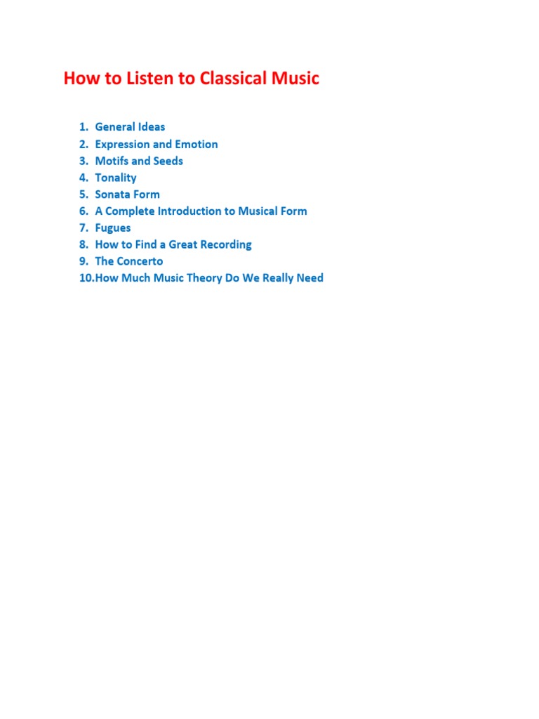 How To Listen To Classical Music PDF PDF