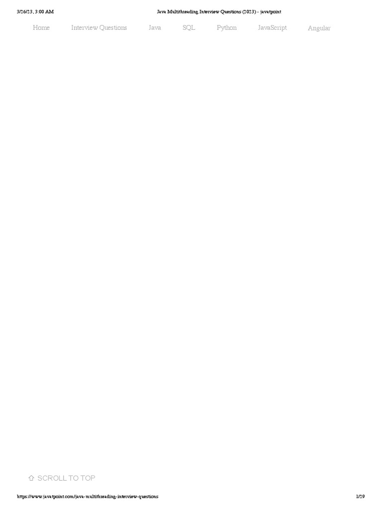 3.java Multithreading Interview Questions (2023) Javatpoint PDF Thread