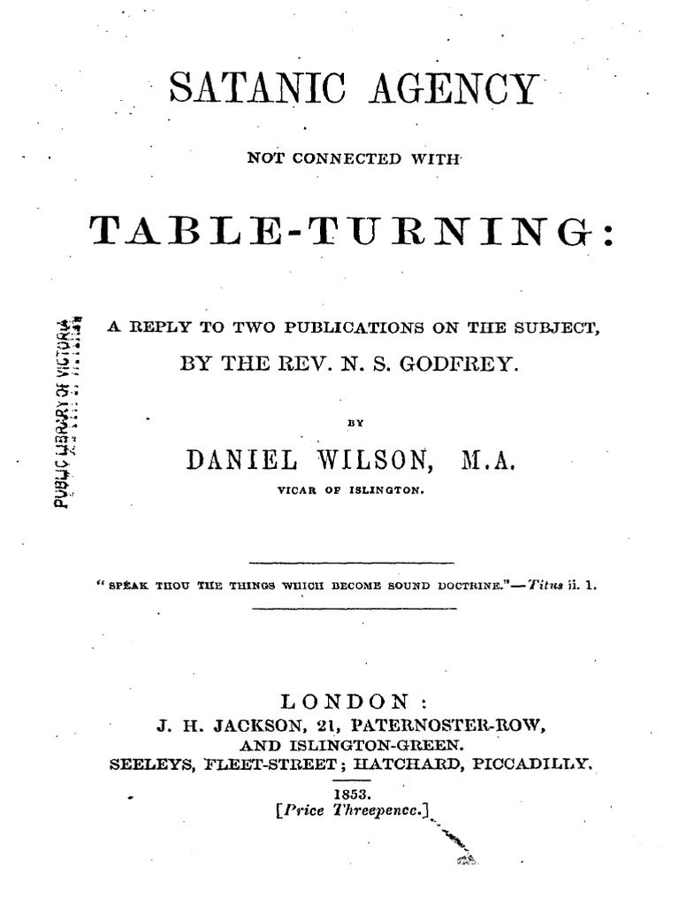 1853 Wilson Satanic Agency Not Connected With Table-Turning | PDF ...