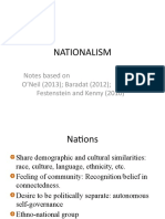 Nationalism: Notes Based On O'Neil (2013) Baradat (2012) Festenstein and Kenny (2010)