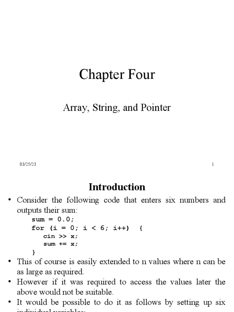 C++ Pointers and Arrays Overview | PDF | Pointer (Computer Programming ...