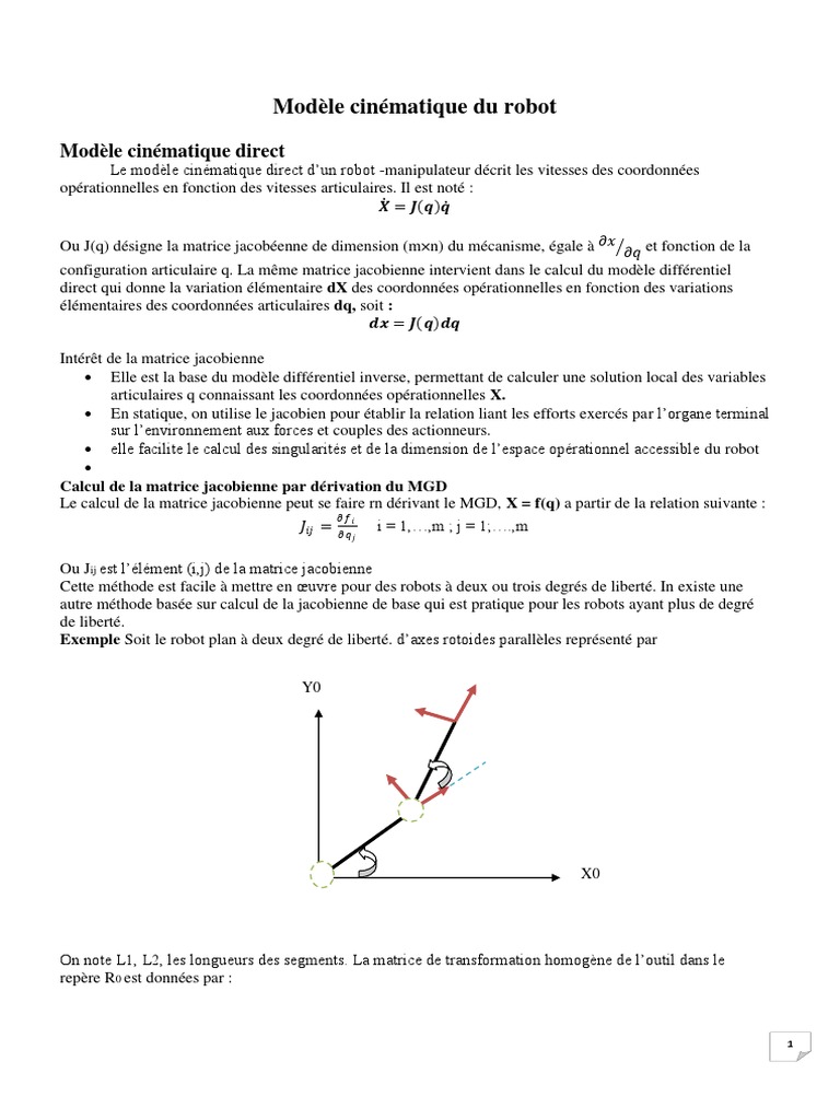 Modèle cinématique et matrice jacobienne | PDF | Matrice (Mathématiques ...