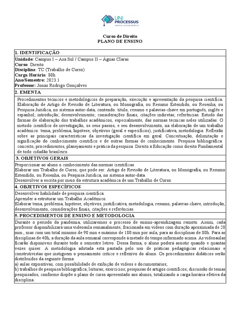 00.plano de Ensino de TC 2023.1 PDF PDF Abstract (resumo) Science
