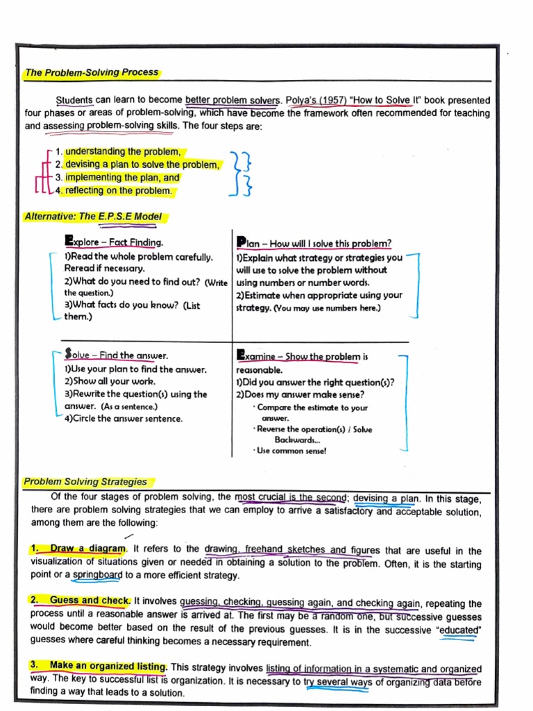The Problem-Solving Process | PDF | Area | Equations