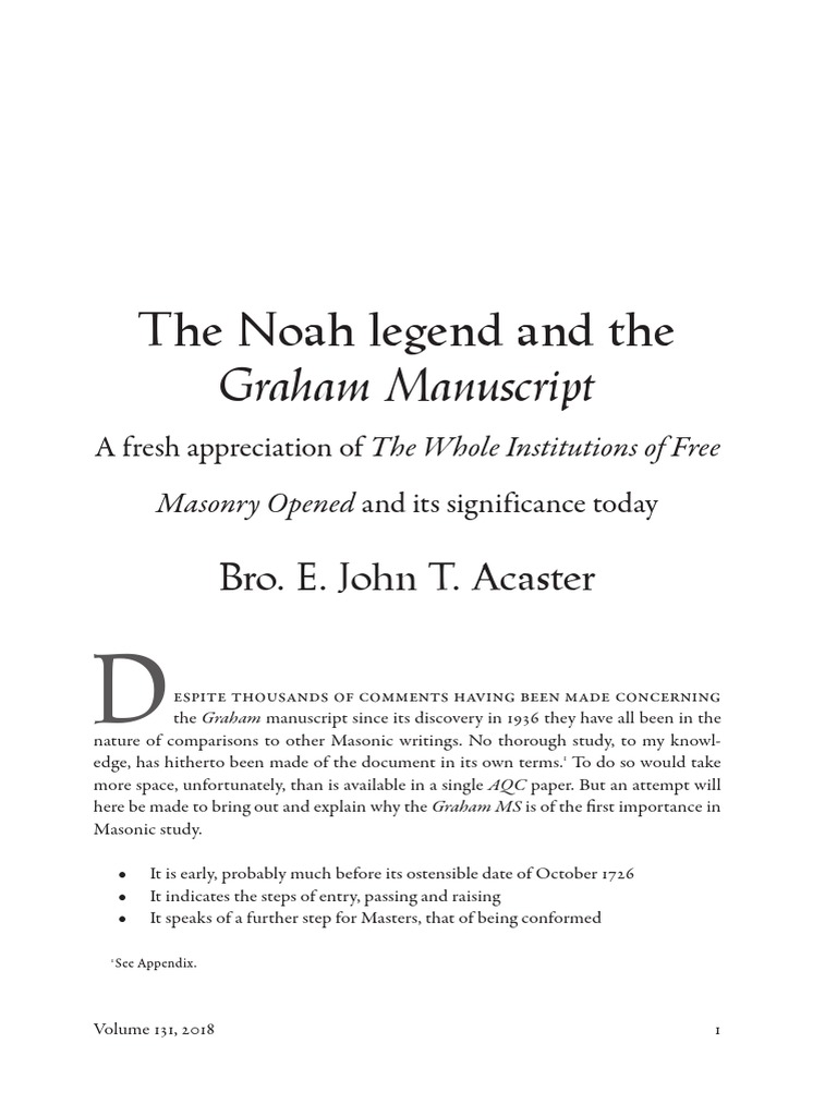 The Graham Manuscript: Masonic Insights | PDF | Freemasonry | Prayer