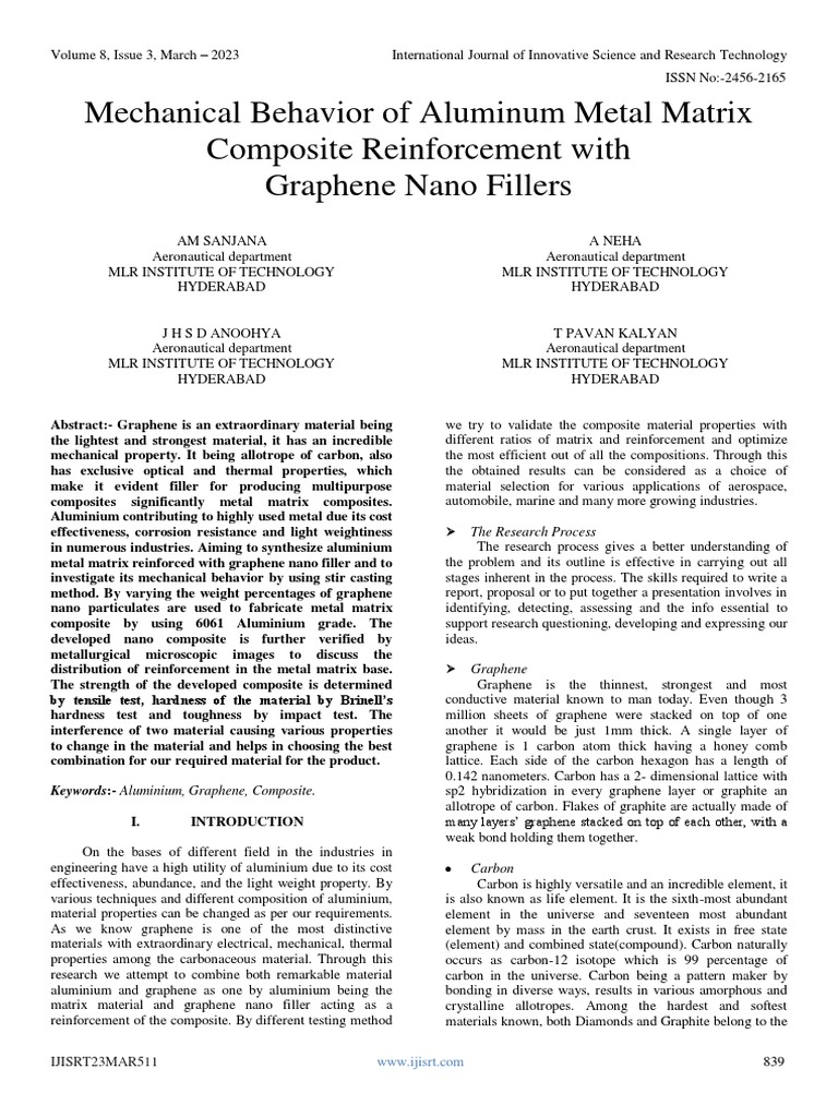Mechanical Behavior of Aluminum Metal Matrix Composite Reinforcement ...