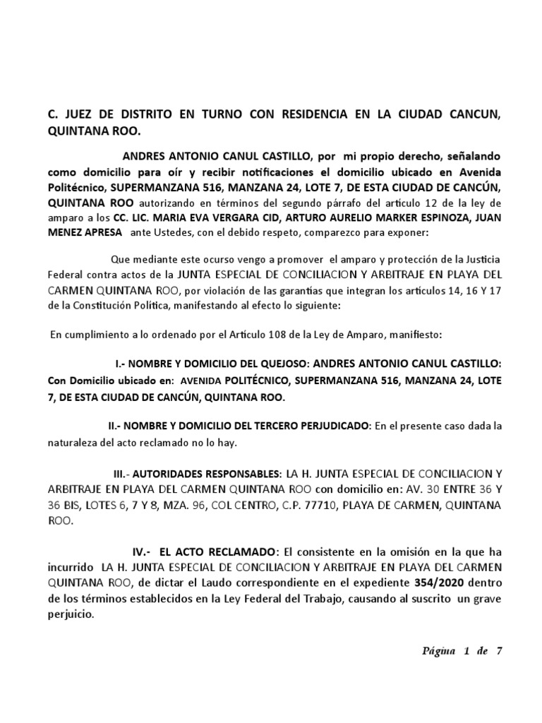 Amparo contra omisión de laudo laboral | PDF | Caso de ley | Ciencias ...