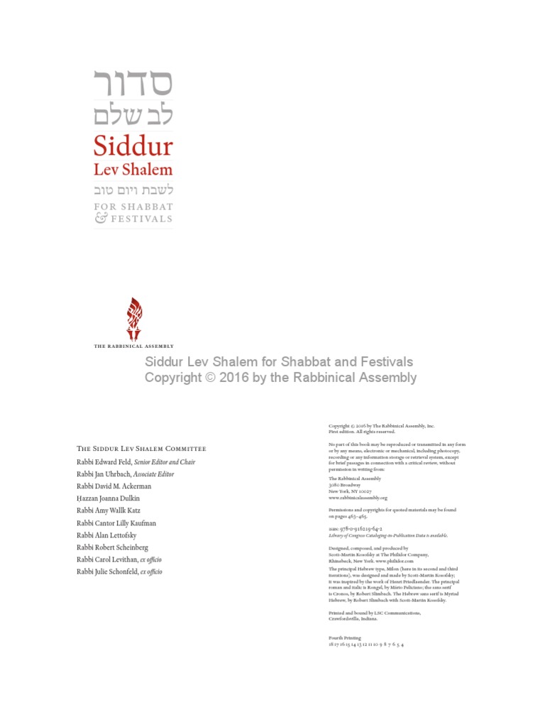 Shabbat and Festival Morning SIDDUR LEV SHALEM | PDF | Jewish Prayer ...