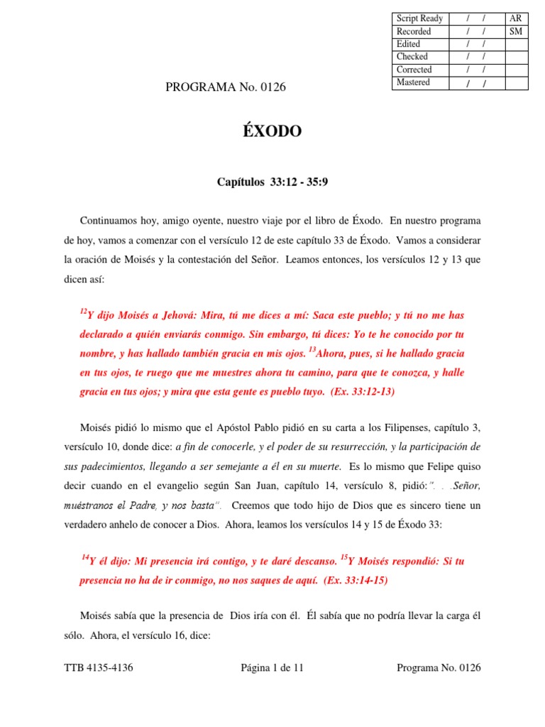 Éxodo 33.12-35.5 | PDF | Moisés | Libro del éxodo