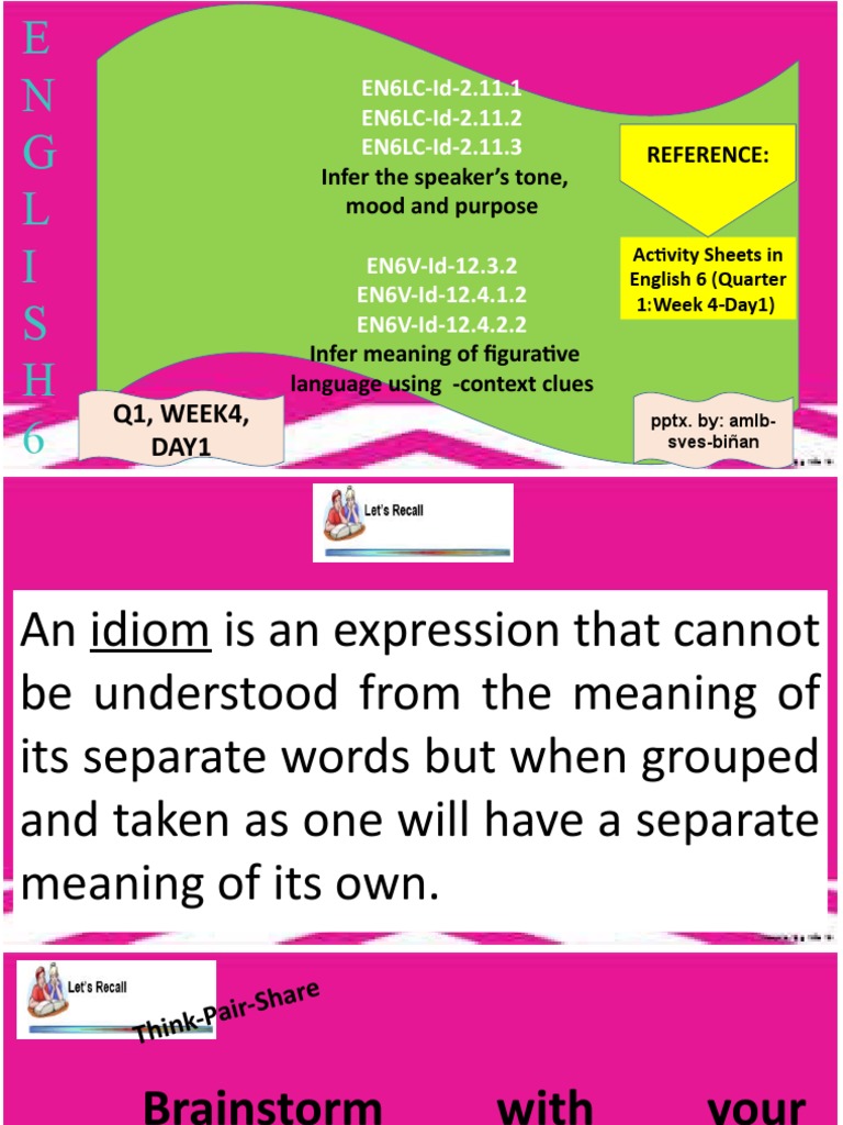 ENG.6, Q1, WEEK4, DAY 1 Infer The Speaker's Tone, Mood and Purpose