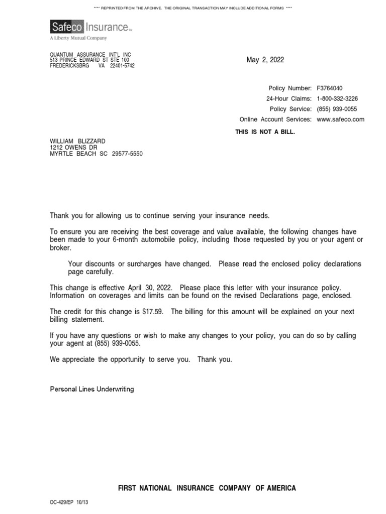 Safeco PDF Insurance Deductible