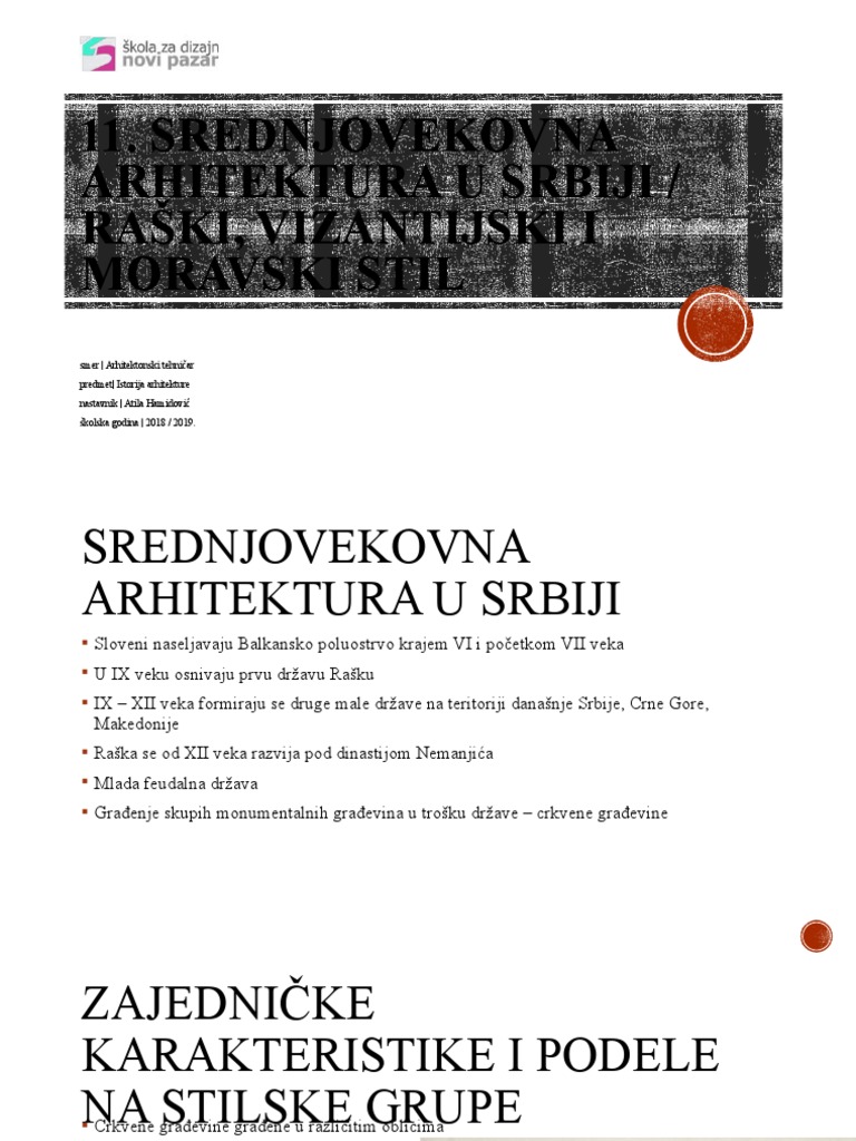 Srednjovekovna Arhitektura U Srbiji - Raski, Vizantijski I Moravski ...