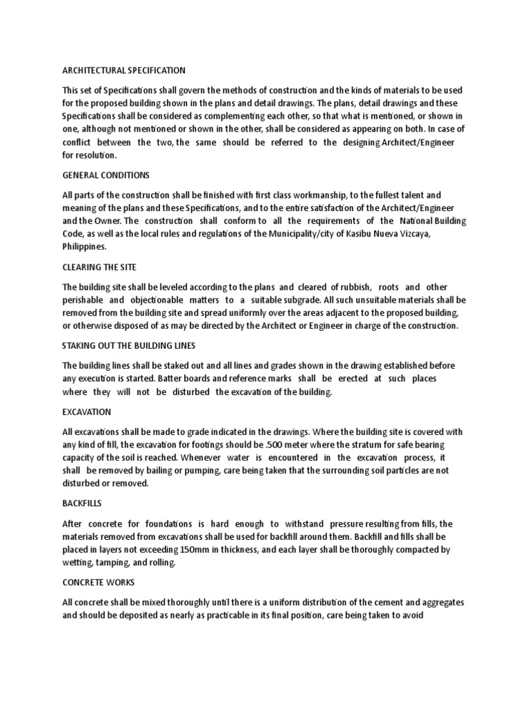 Architectural Specification Guidelines | PDF | Concrete | Framing ...