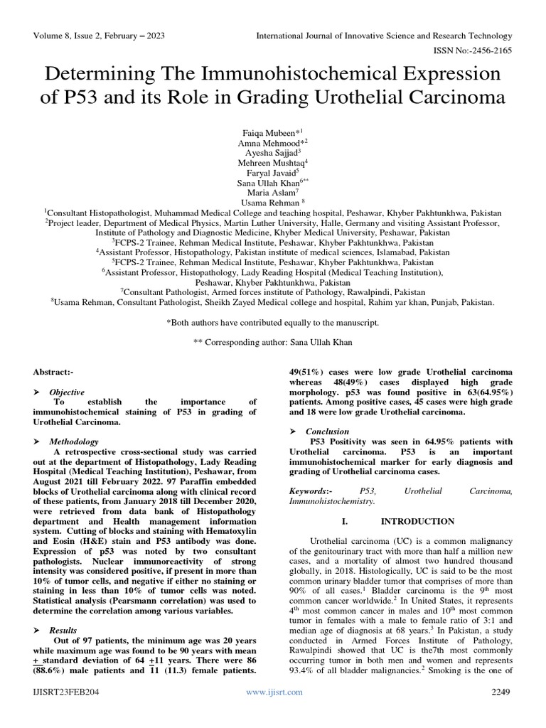 P53 Expression in Urothelial Carcinoma | PDF | Neoplasms | P53