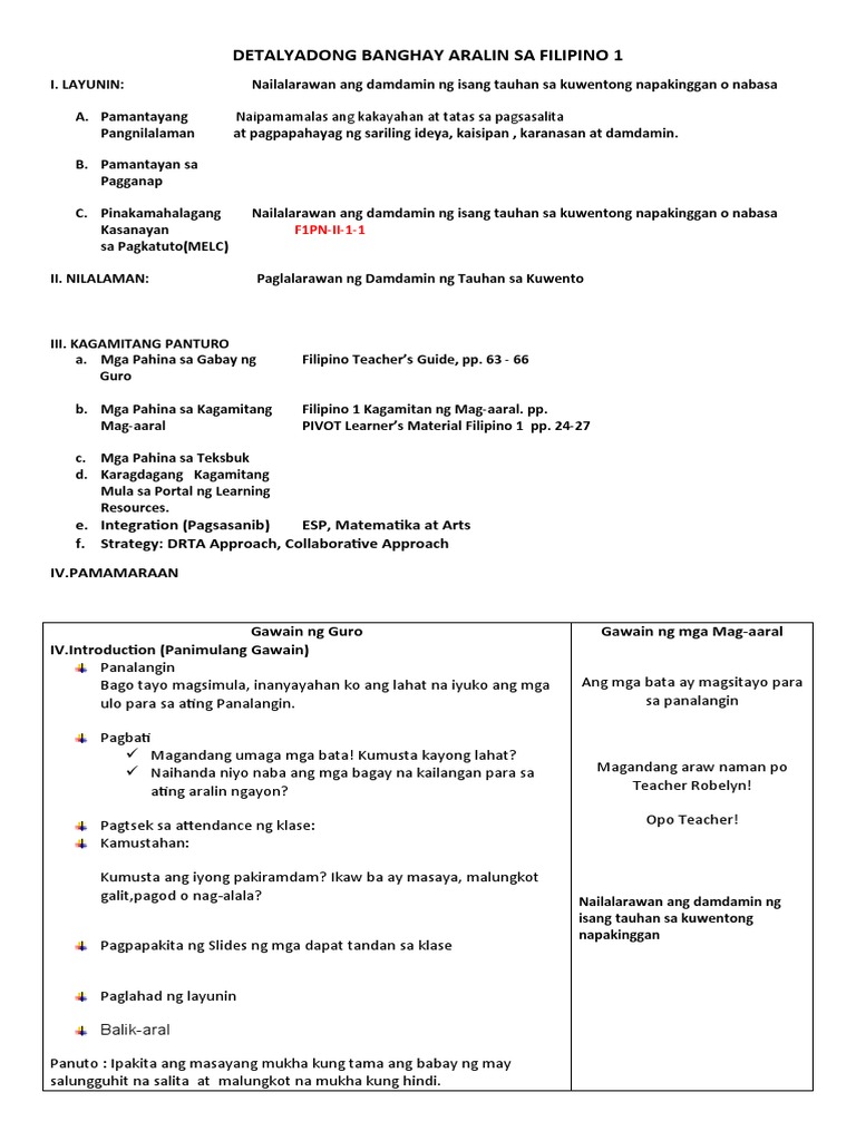 LESSON PLAN Filipino | PDF