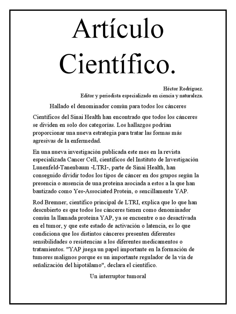 Artículo Científico PDF Cáncer Medicina CLINICA