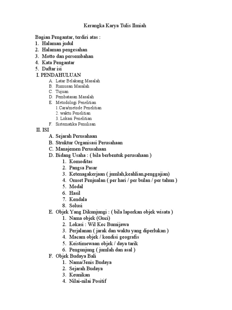 KTI, Kerangka Contoh | PDF