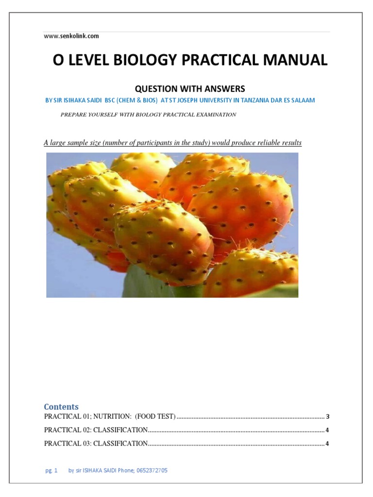 O Level Biology Practical Manual | PDF | Osmosis | Cell Membrane