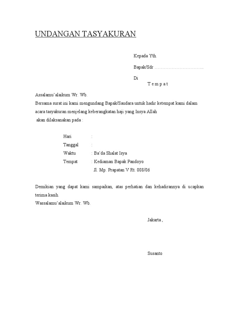 Cont UNDANGAN TASYAKURAN | PDF