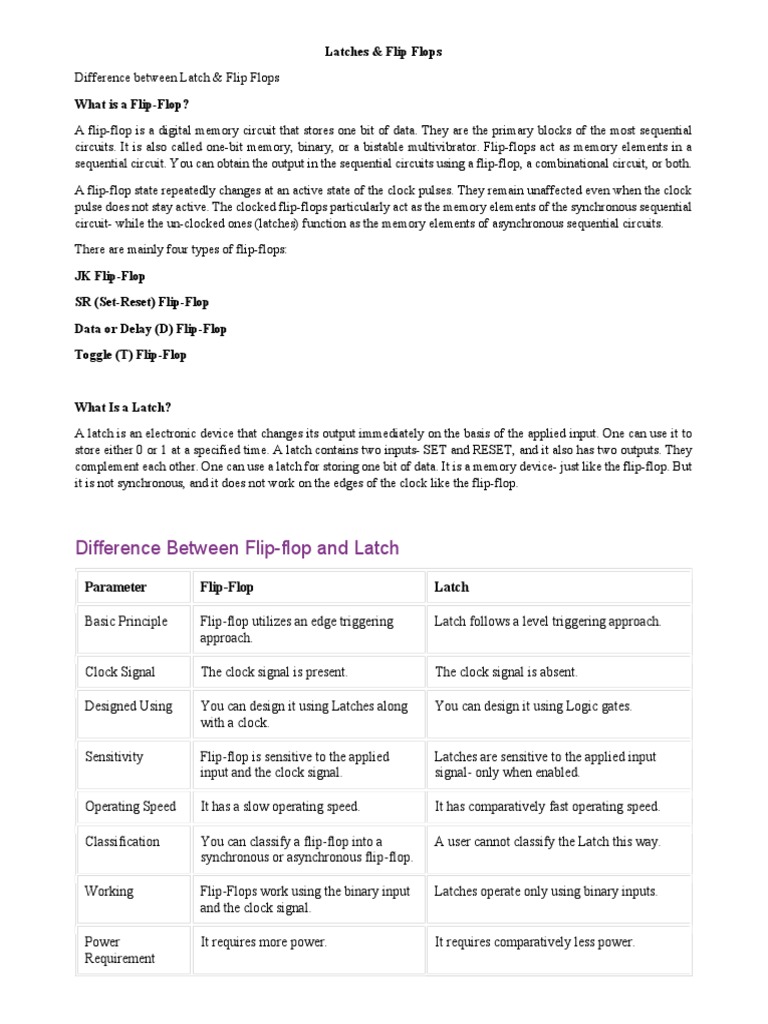 Latches and Flip Flops PDF | PDF | Computer Science | Computer Engineering