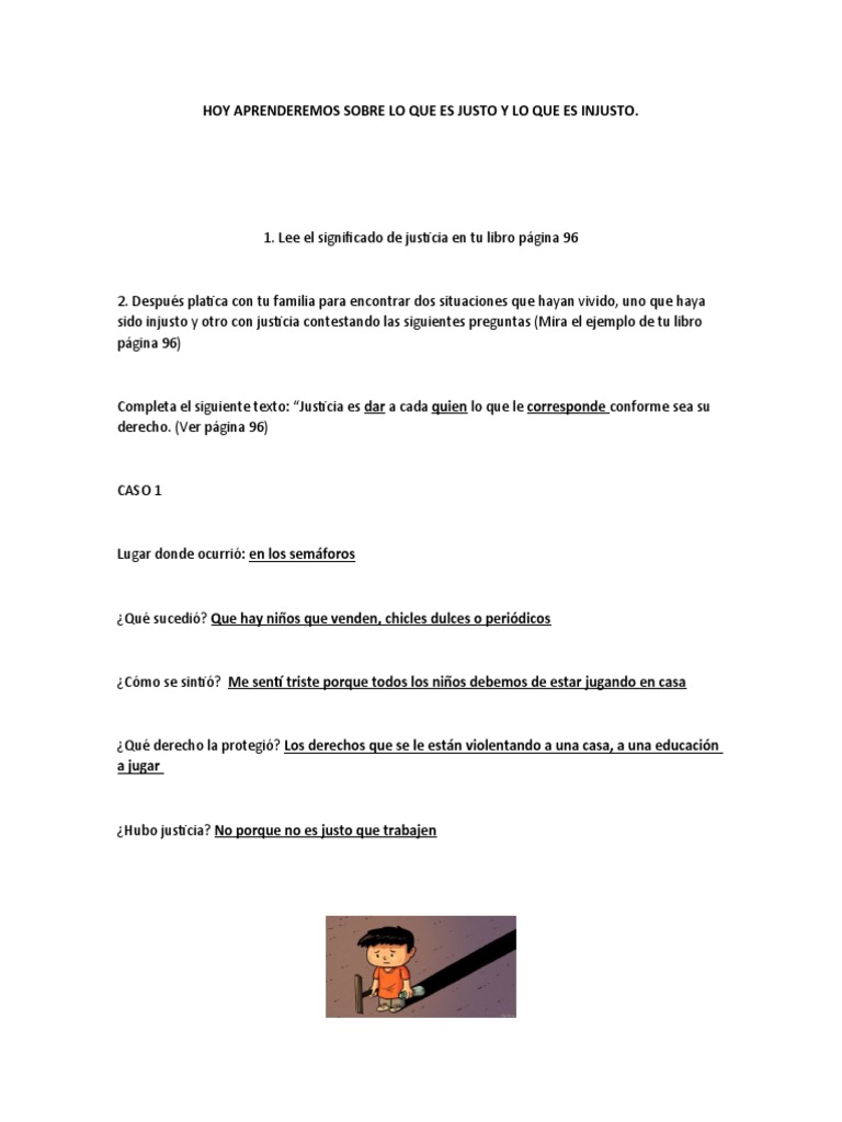 Hoy Aprenderemos Sobre Lo Que Es Justo y Lo Que Es Injusto | PDF