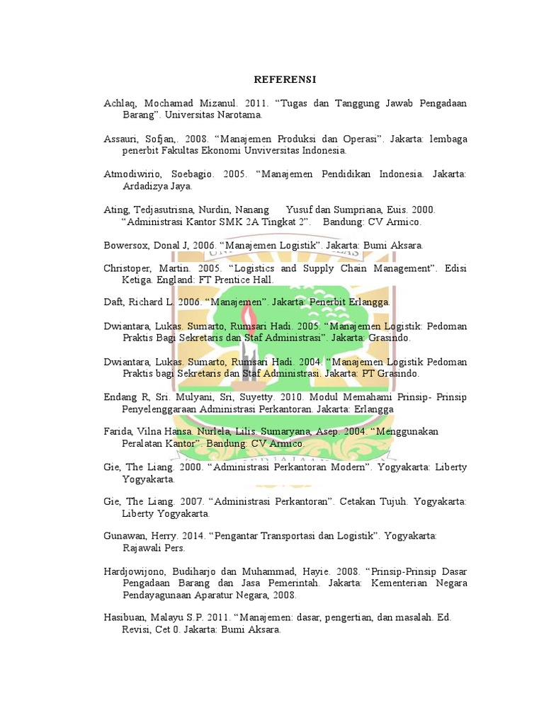 Daftar Referensi Manajemen dan Logistik | PDF