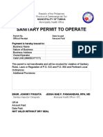 Sanitary Permit To Operate Tabina