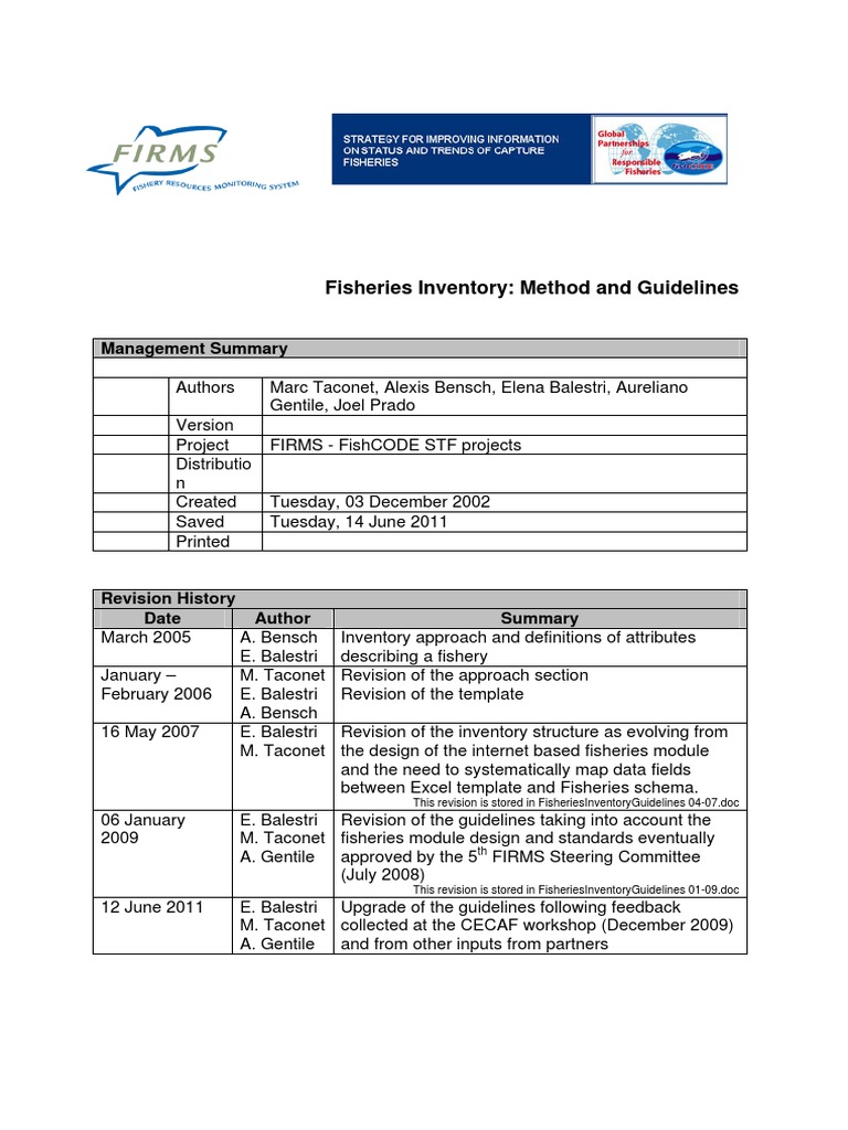 Fisheries Inventory Guidelines and Methods | PDF | Fishery | Microsoft ...
