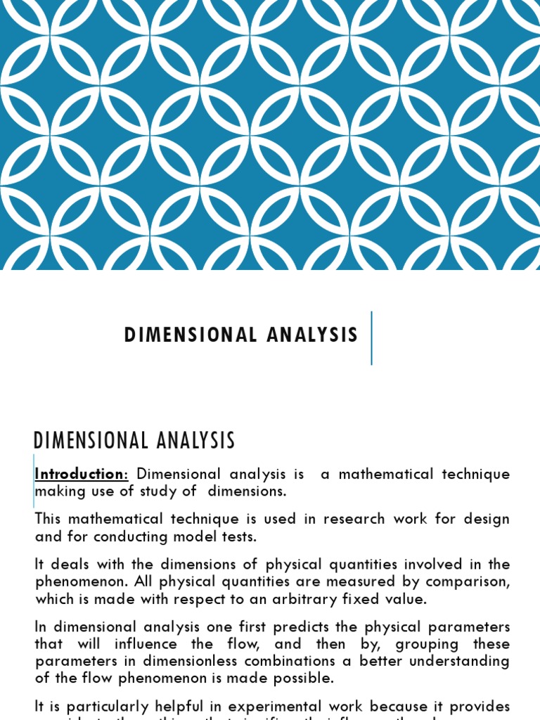 Week 3 Dimensional Analysis PDF Applied And Interdisciplinary