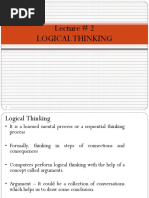 Lecture # 2 Logical Thinking