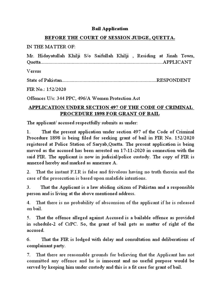 Bail Application PDF PDF Bail Public Law