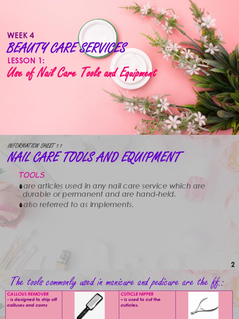 Nail Care Tools and Equipment Guide | PDF | Nail (Anatomy) | Disinfectant