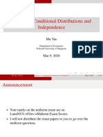 Lecture 6. Conditional Distributions and Independence: Mu Yue