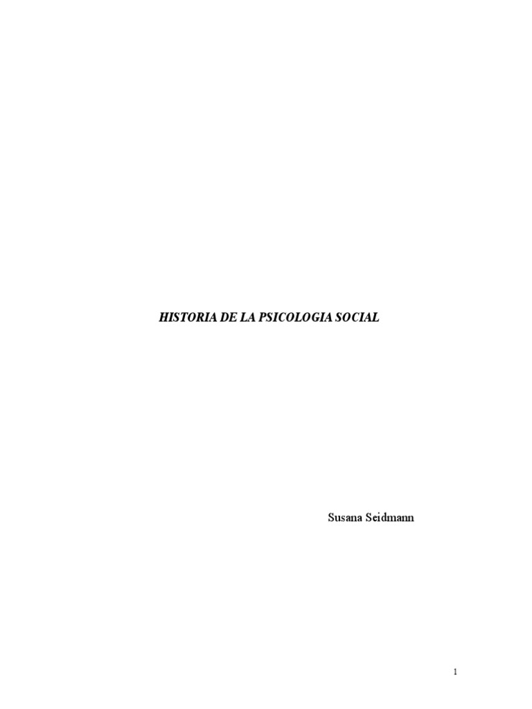 Historia de La Psicología Social PDF PDF Sicología Psicología Social