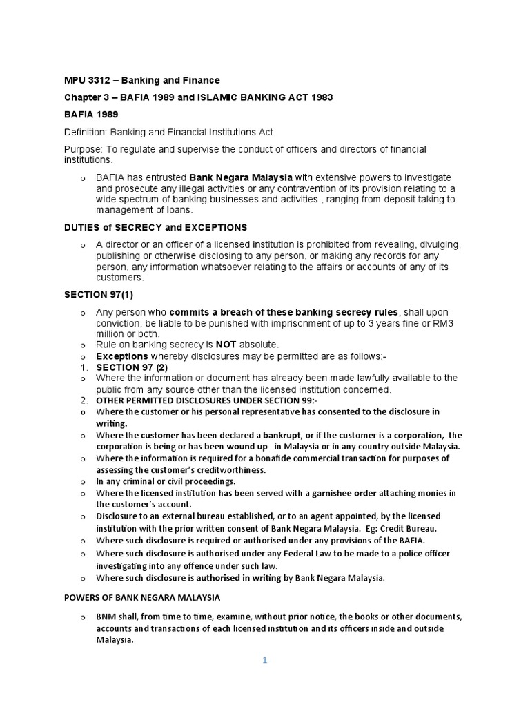 BAFIA 1989: Regulation of Financial Institutions | PDF | Banks ...