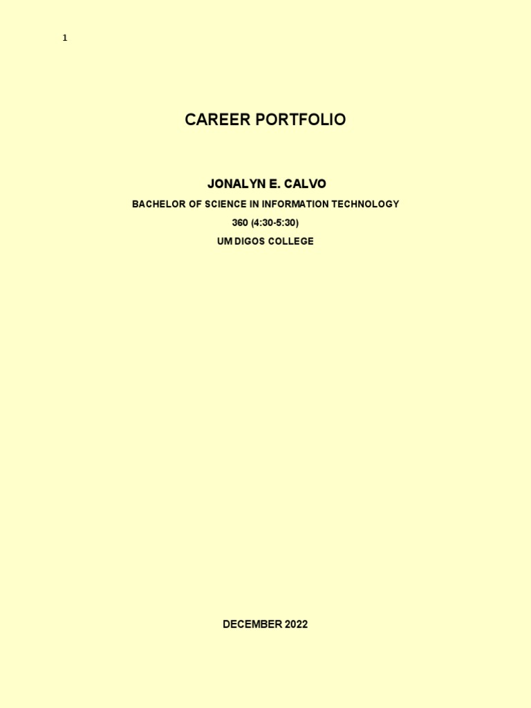Career Portfolio of Jonalyn Calvo | PDF | Cognition | Learning